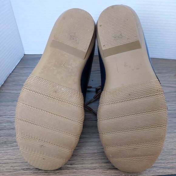 Wild Diva rain boots waterproof navy blue bottom brown top women's size 7 - Picture 10 of 13